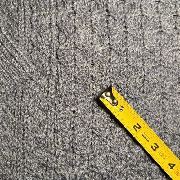 Aran Sweater Market Ireland 100% Wool Crewneck Sweater Mens XL Navy Cable Knit - Picture 5 of 8